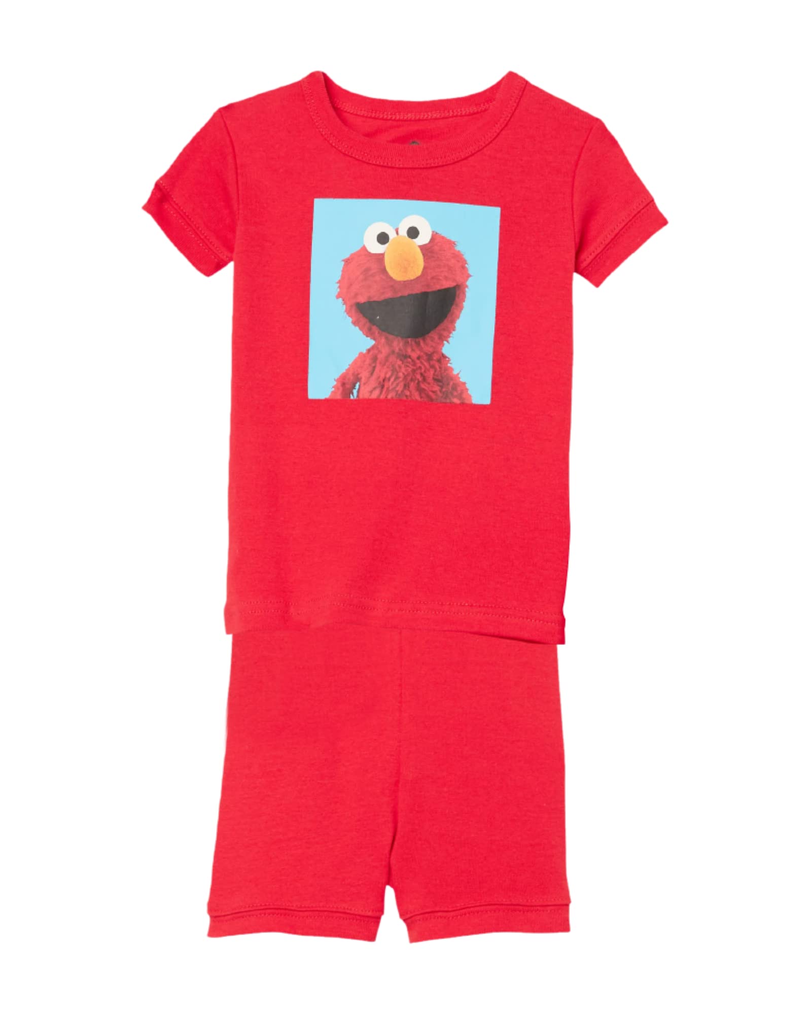Sesame Street Boys' 2-Piece Snug-fit Organic Cotton Pajama Set, Soft & Cute for Kids, Square ELMO, 3T