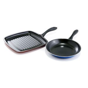 GIBSON HOME 2PIECE NON-STICK STEEL FRY PAN AND GRIDDLE SET