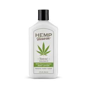 Hemp Heaven Body Lotion White Peach & Jasmine Scent - 12 oz - Moisturizing Body Lotion for Dry Skin with Natural Hemp Seed Oil and Nourishing Vitamins - Made in USA