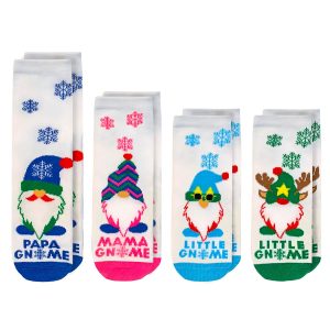 Sockopath 4 Pair FAMILY MATCHING Crew Socks - Christmas Novelty Holiday PAJAMA Socks - Asst Family Sizes, GNOMES